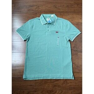 Levis Mens M Polo Shirt Mint Green White Performance Standard Fit New With Tags